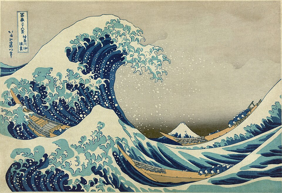 La gran ola de Kanagawa, xilografía ukiyo-e de Katsushika Hokusai
